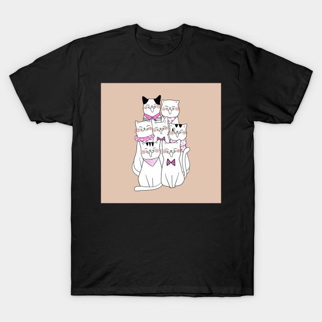 Happy Singing Cat Family T-Shirt by greenoriginals